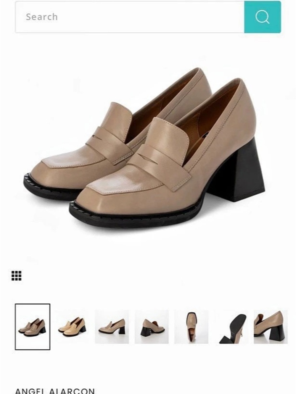 Angel Alarcon Square Toe Chunky Heel Loafers Cream Square Toe Loafers EU 38